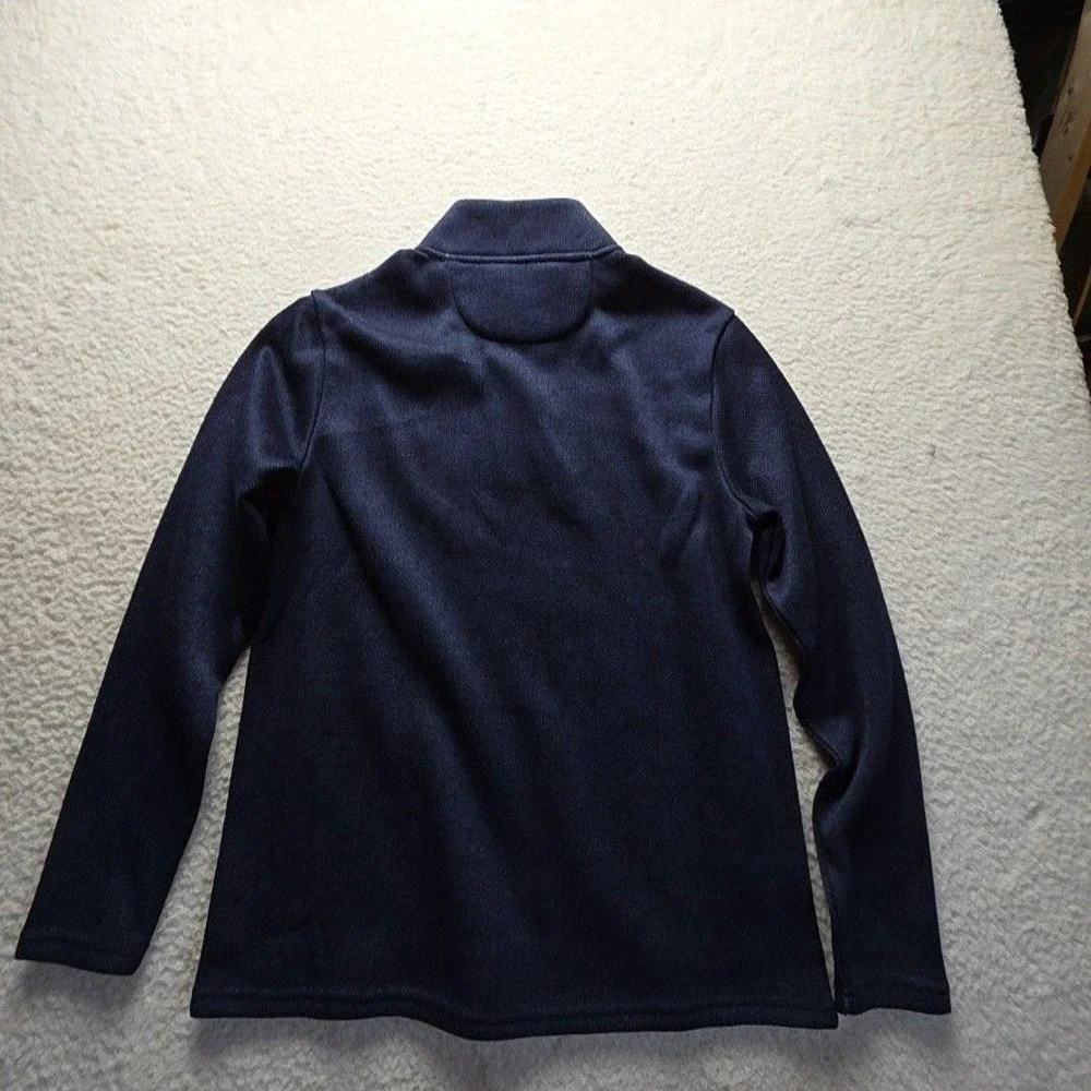 Thomas Sterling Sweater Mens Medium Blue Herringbone Fleece Mock Neck Pullover